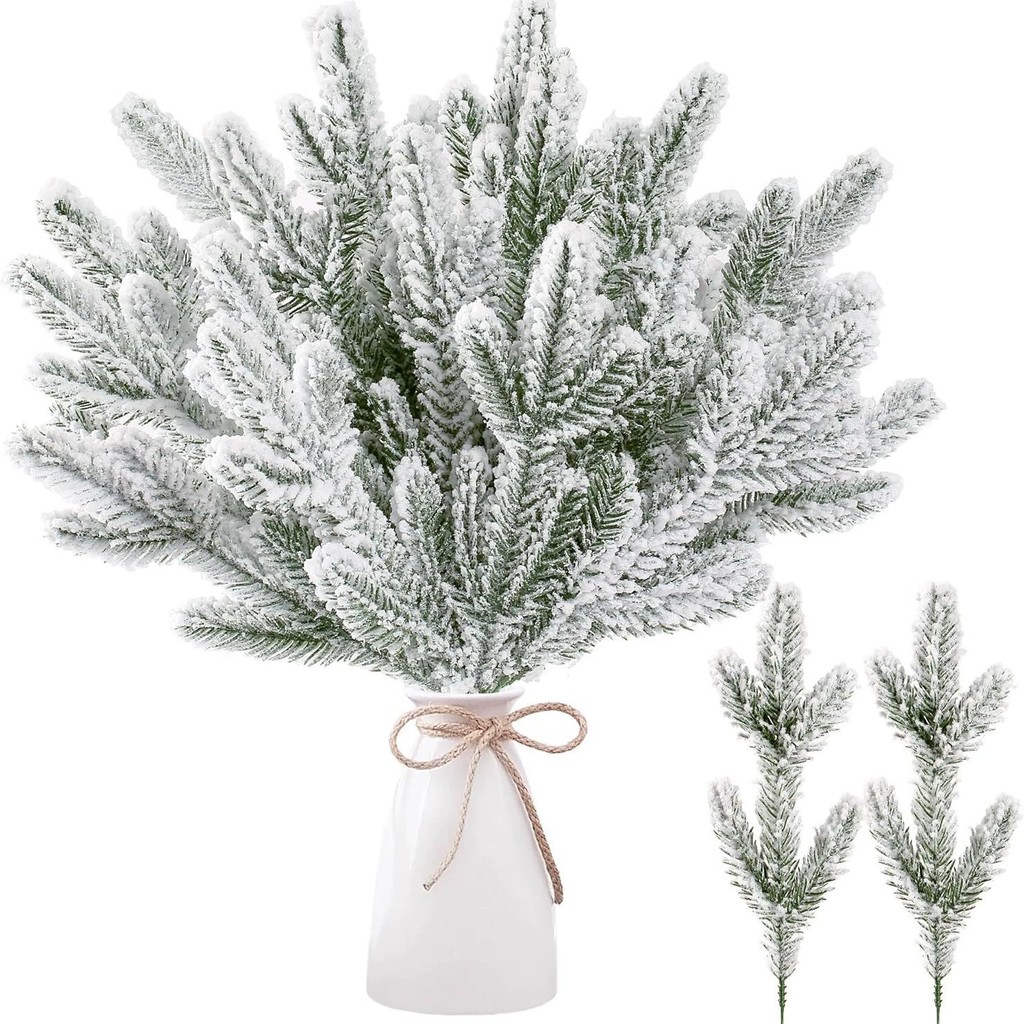 5PCS คริสต์มาสประดิษฐ์ Cypress Leaf Pine เข็มสาขา Xmas Tree พืชปลอมพวงหรีดเครื่องประดับ