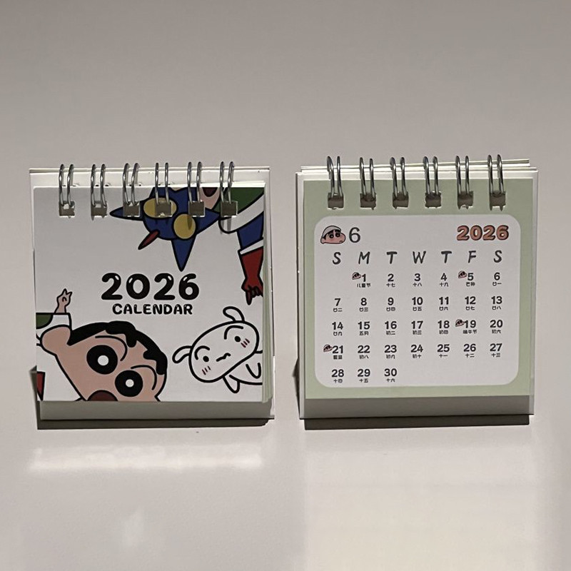2026 ปฏิทินเครยอนชินจังการ์ตูนมินิปฏิทินพันเกลียวสําหรับนักเรียนใช้ทุกวัน