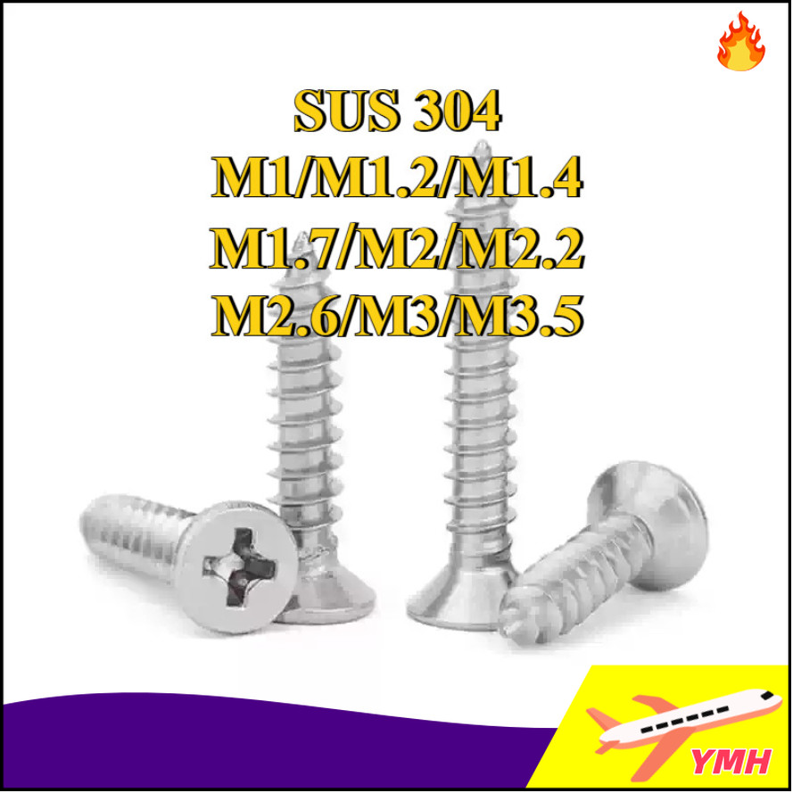 [การจัดส่งพร้อมท์] สกรูเกลียวปล่อย  หัวF+ น็อต สกรู หัวเตเปอร์ แฉก F+ สแตนเลส 304 เกลียวปล่อย M3 / F