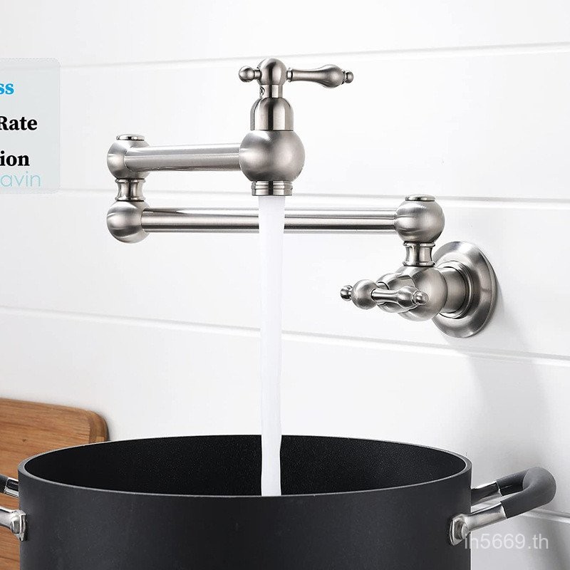 พับโบราณเดี่ยวก๊อกน้ําเย็นในผนังก๊อกน้ํา North American Kitchen สวิตช์คู่เตาทองแดงทั้งหมด Retractabl