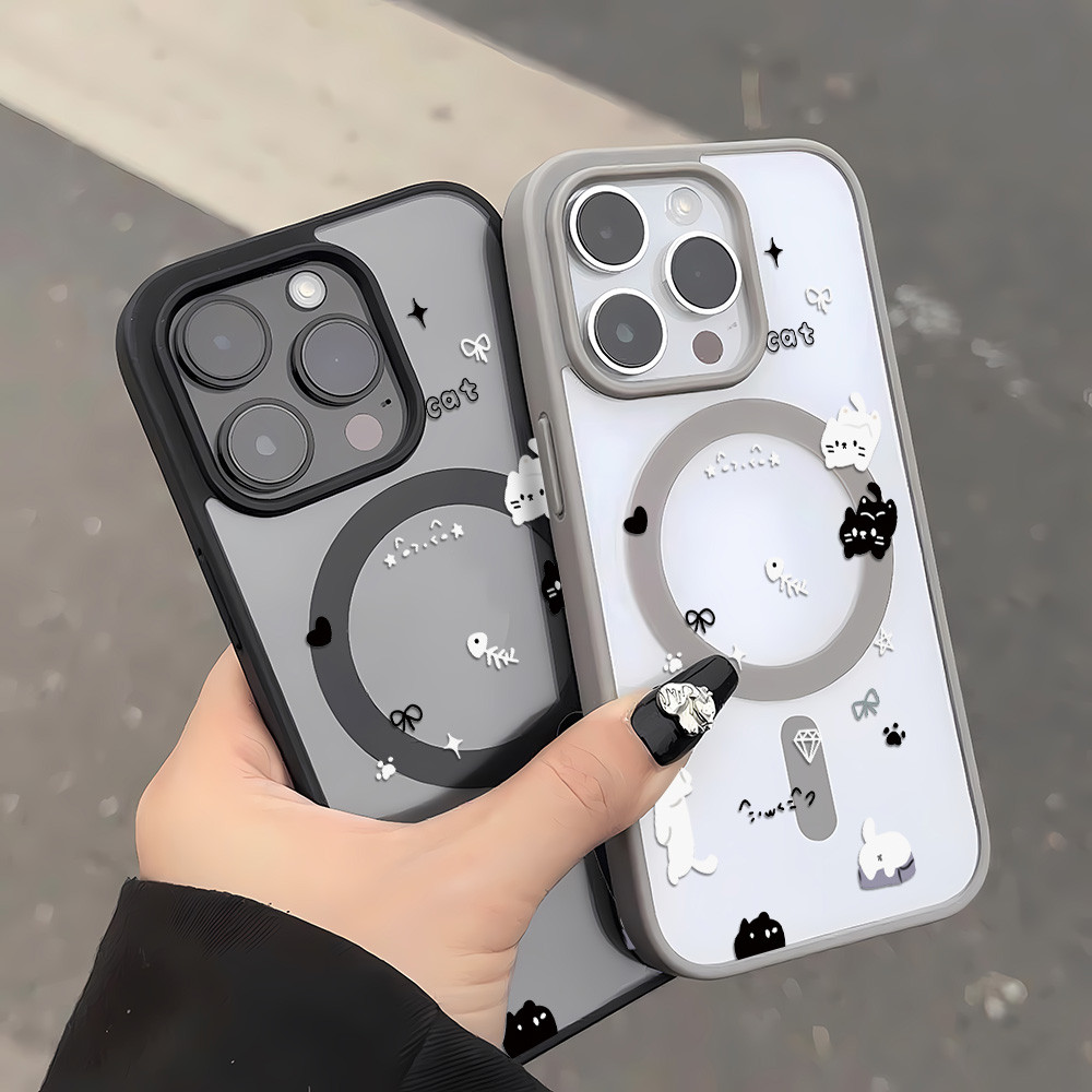 Magnetic เคสโทรศัพท์มือถือ For iPhone 13 11 17 pro max Case iPhone 11 15 16 pro max 14 12 pro max การ์ตูนอะคริลิคฝ้า ราคา ถูกที่สุด ดีลบีเคเค แกลเลอรีภาพที่ 2