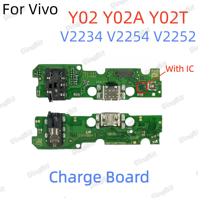 สําหรับ Vivo Y02 Y02A Y02T V2234 V2254 V2252 USB ชาร์จพอร์ตเชื่อมต่อ Flex สายพร้อมไมโครโฟน