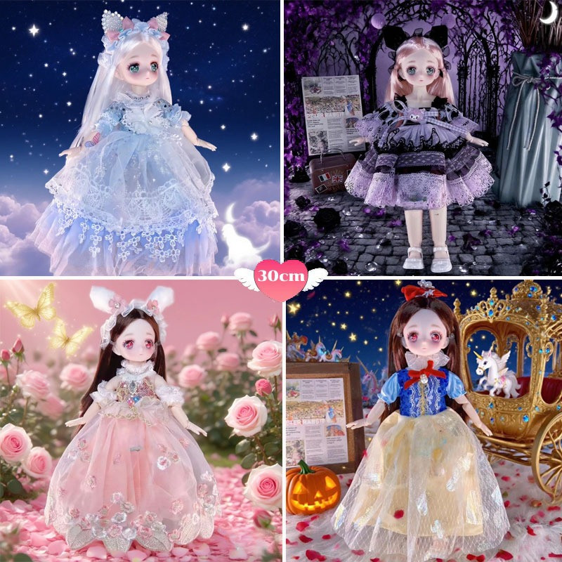 COD BJD ตุ๊กตา 3D ขนาด 30 ซม. ตุ๊กตาพร้อมข้อต่อที่ขยับได้ ของเล่นเด็ก ตุ๊กตาเจ้าหญิงตัวน้อย ของขวัญเด็กผู้หญิง