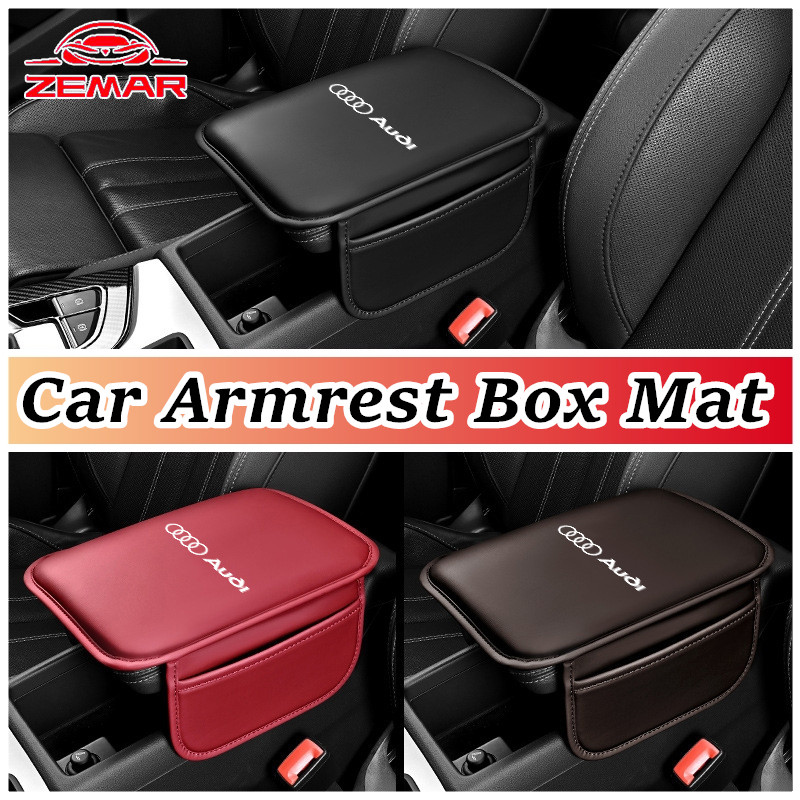 Audi Car Armrest Pad คอนโซลกลางพนักพิงป้องกัน Pad Highening Pad มัลติฟังก์ชั่กระเป๋าเก็บที่วางแขนสํา