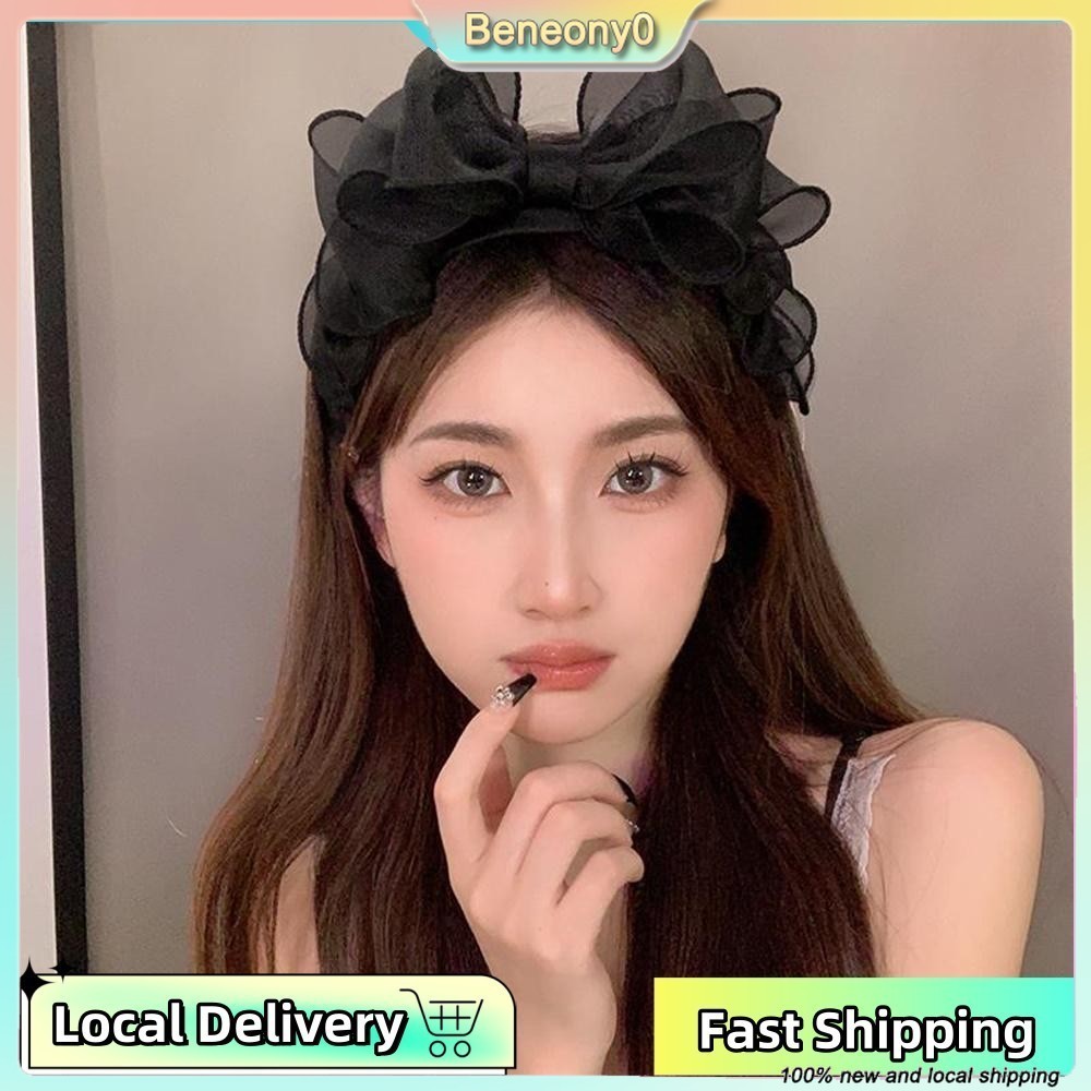 ที่คาดผม Retro ลายโบว์คู่ สำหรับผู้หญิง เสริมความสวยงามขณะแต่งหน้าและสวมใส่ได้ตลอดเวลา