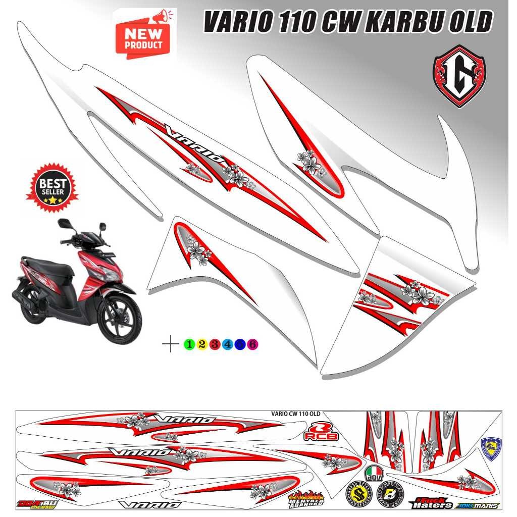 ใหม่ล่าสุด VARIATION STRIPING STICKER HONDA VARIO 110 CW OLD CARBON NEW LIKE CH86 POLET STICKER