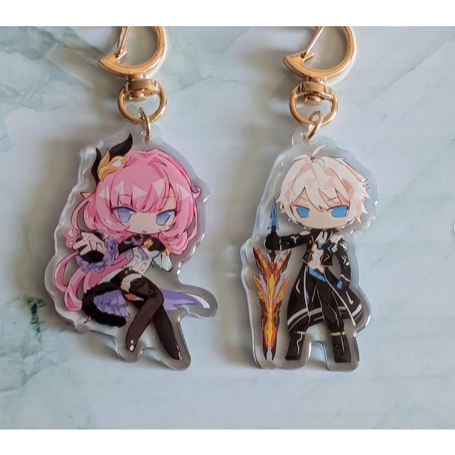 เครื่องรางอะคริลิค Kevin Kaslana และ Elysia - คอลเลกชันพวงกุญแจ 3 ผลกระทบ Honkai Impact | อุปกรณ์เสร