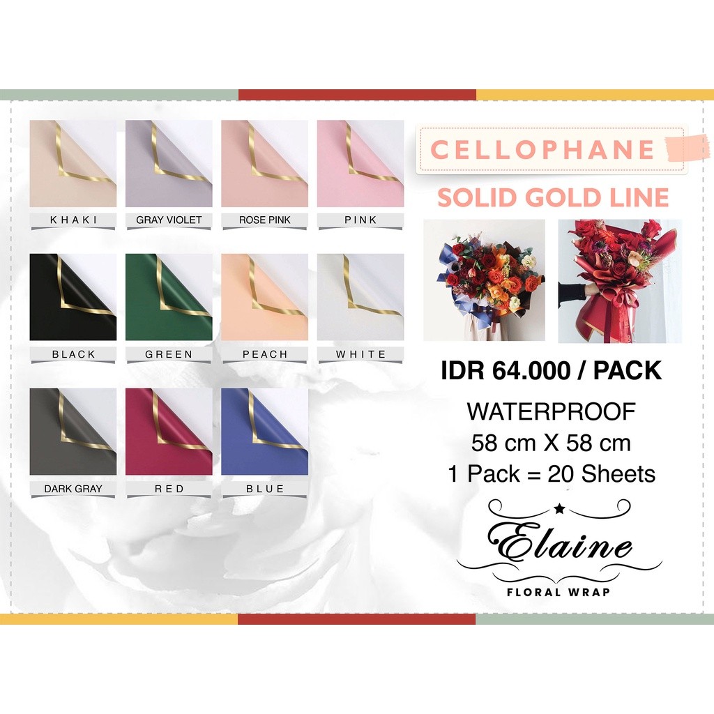 FLOWER WRAPPING SOLID GOLD LINE COLOR CELLOPHANE PAPER FLOWER BOUQUET HAND WRAP BOUQUET PAPER