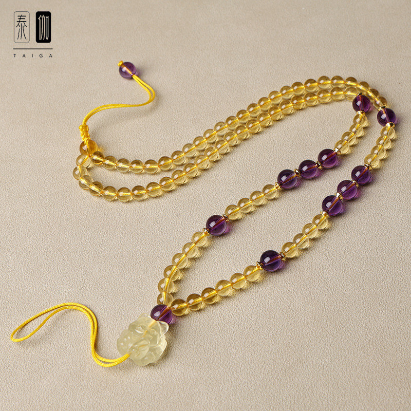 จี้ซิทรินแบบคล้องคอปรับความยาวได้ อเมทิสต์ สไตล์บุdda สำหรับสวมใส่ในโอกาสพิเศษหรือวันธรรมดาวันธรรมดา