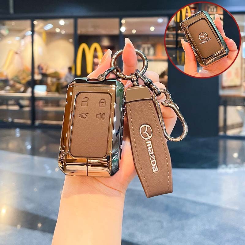 6D Anticollision สังกะสีกุญแจรถสําหรับ Mazda EZ-6 EZ60 EV สมาร์ทรีโมทพวงกุญแจรถอุปกรณ์เสริม