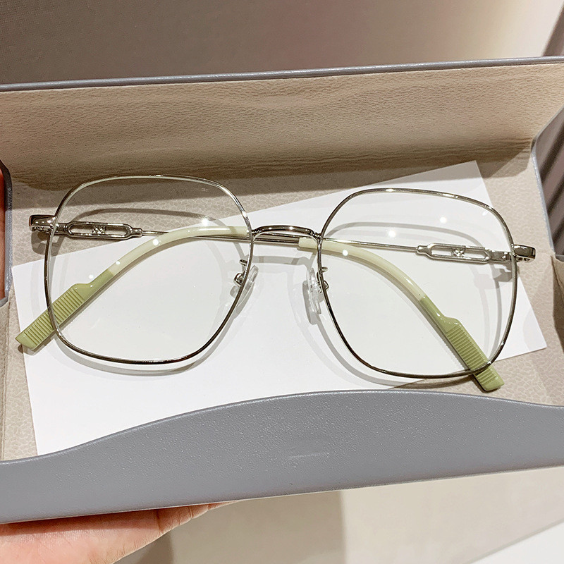 (แว่นตา + กล่องแว่น)แว่นตากรองแสงสีฟ้าสไตล์เรโทร -0.75°~-4。25° กรอบกลมใหญ่ สไตล์เกาหลี แว่นตากรองแสงสีฟ้า สำหรับผู้ชายและผู้หญิง 1144 - รูปที่ 2