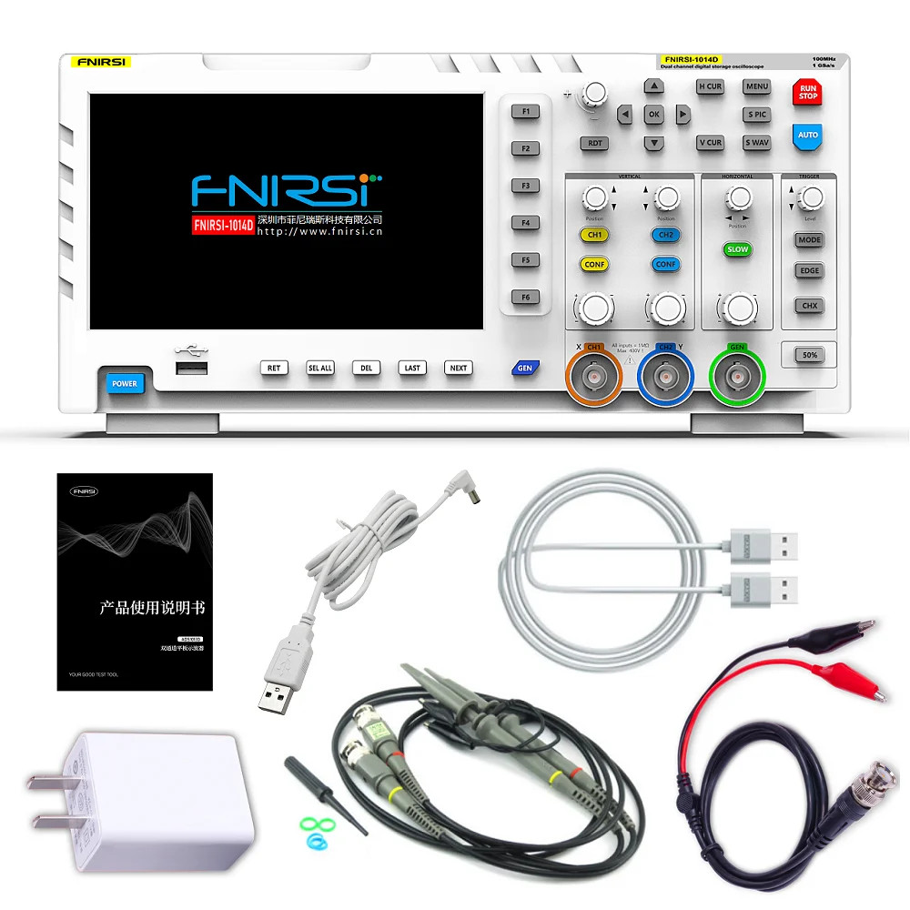 FNIRSI 1014D 2 in 1 PC Waveform สัญญาณเครื่องกําเนิดไฟฟ้า Oscilloscope พร้อมโพรบ 10:1