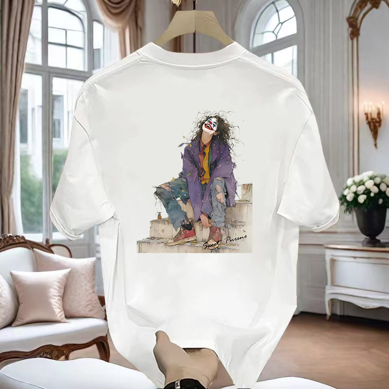 2025 NEW 2025 2024 New Short Sleeve Loose Versatile Printed T-Shirt Men's Trendy Brand Hip Hop Round