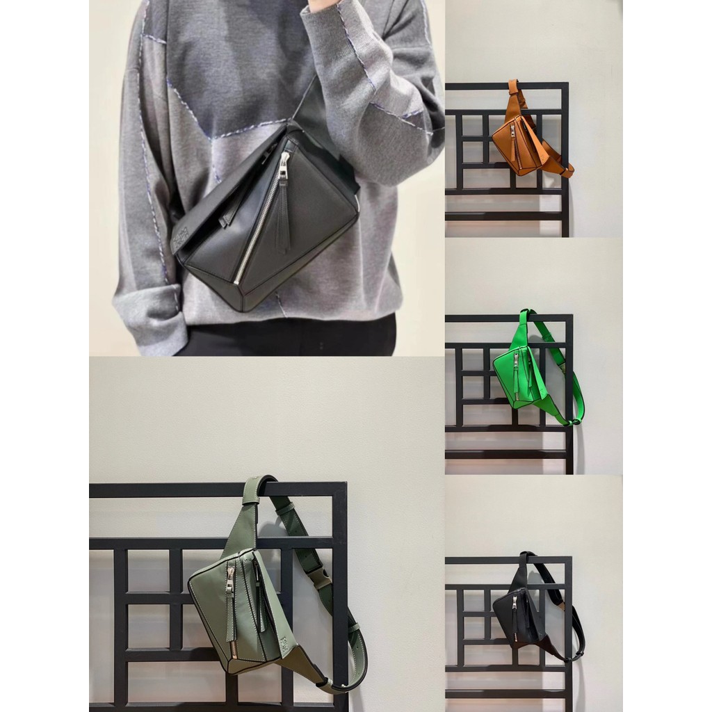 FW24 Puzzle Logo นูน Smooth Calfskin Geometric Bag Puzzle Bag กระเป๋าคาดเอว Mini Men Style