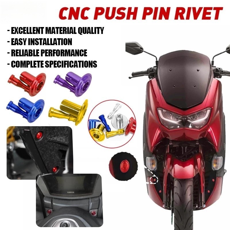 【COD】6pcs สลักล็อคแบบแม่นยำ CNC อลูมิเนียมแบบกดหมุดย้ำคลิปยึดตัวถัง M5x15 สำหรับรถจักรยานยนต์สากล