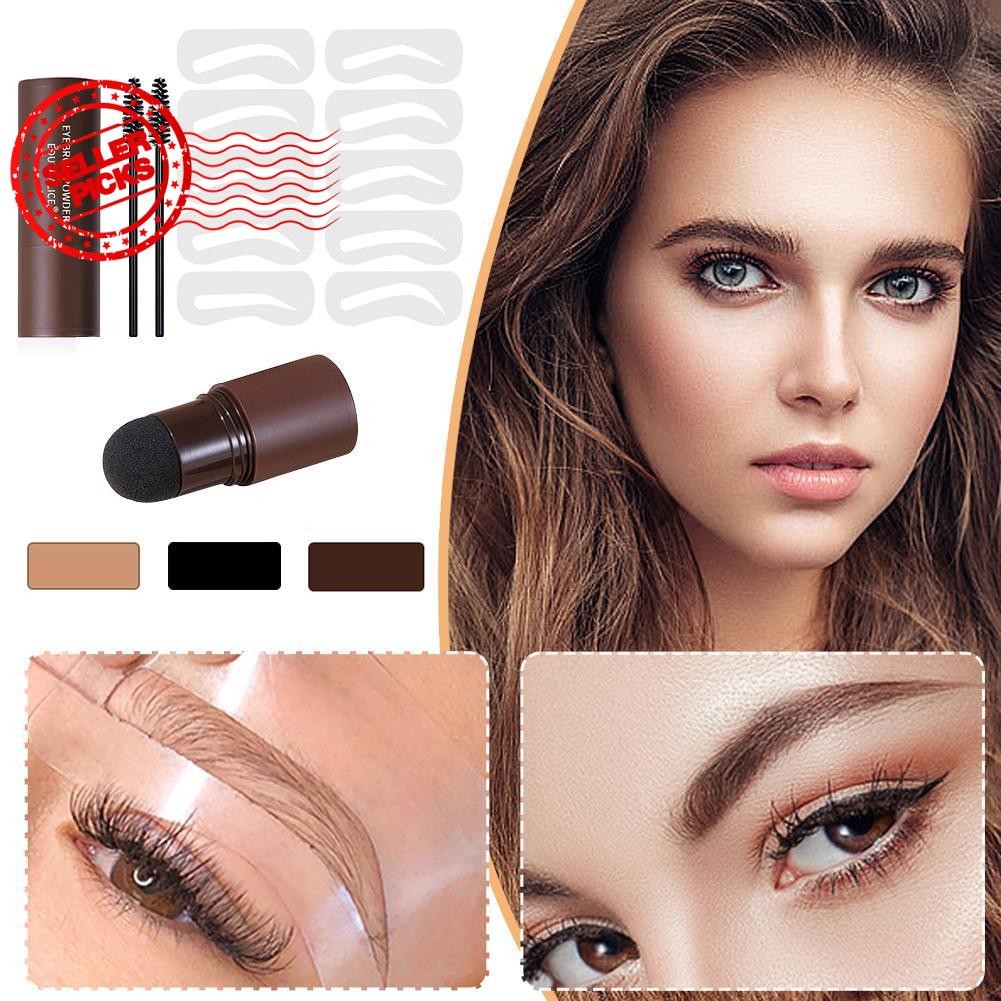 Eyebrow Stencil Kit One Step Shaping Brow Powder แต่งหน้า 10 ลายฉลุแบบใช้ซ้ําได้ M5p7
