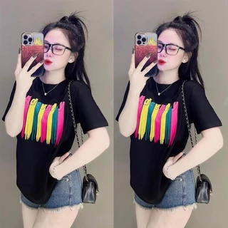 เสื้อยืดแขนสั้นผู้หญิงพิมพ์ลาย ยอดนิยมในสไตล์สตรีท แฟชั่นกีฬา