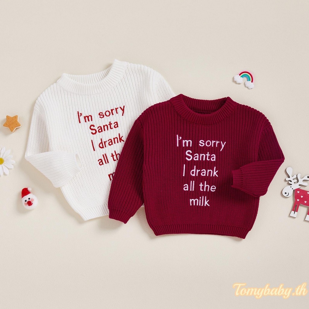 เสื้อกันหนาวแขนยาวคอกลมสำหรับเด็กทารก มีลวดลายสวยงาม เหมาะสำหรับวันคริสต์มาส