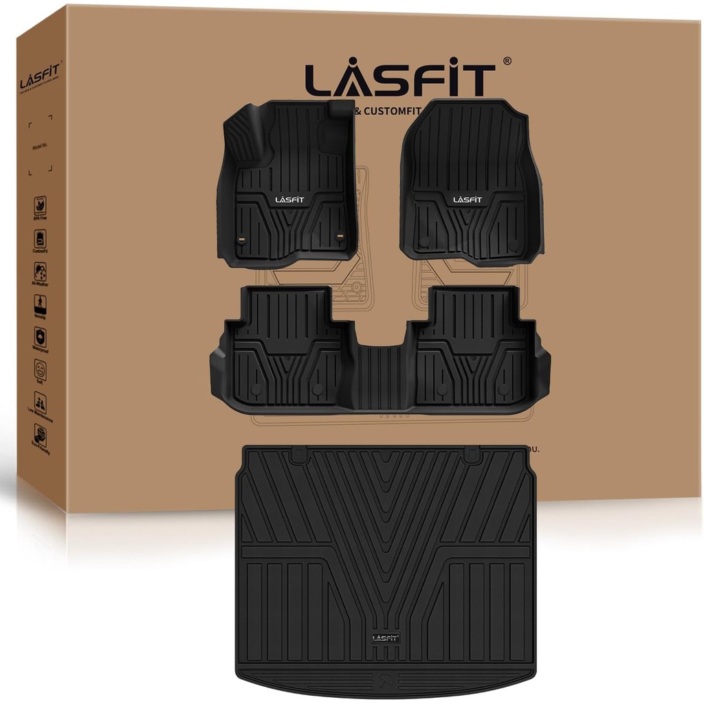LASFIT พรมปูพื้นและผ้าซับในสินค้าสําหรับ Honda CR-V 2023 2024 2025 2026 (รุ่นไฮบริดรวม), เสื่อท้ายรถ