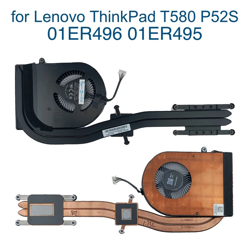 CPU Cooler พัดลมฮีทซิงค์สําหรับ Lenovo Thinkpad T580 P52S 20L9 20LB 20LC SWG แล็ปท็อปโมดูลความร้อน 0