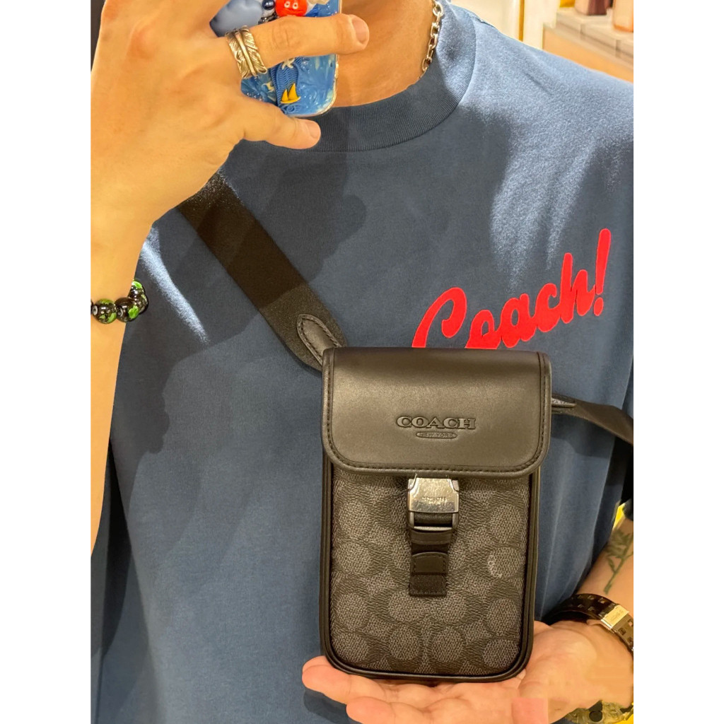 สไตล์ใหม่ RACER ผู้ชาย PVC พร้อมกระเป๋าสะพายหนังกระเป๋าสะพายข้างกระเป๋าโทรศัพท์มือถือ CT885