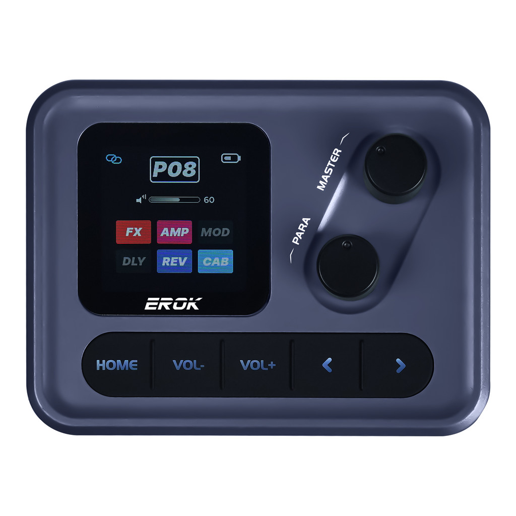 (TH 24H Shipping) EROK Pocket Mini Multi Effects Pedal, 60+ Built-in Effects, 20 Amp Modeling with Tone Cloning, 20 ตู้ IR, การบันทึก OTG, ชาร์จใหม่ได้พร้อมการออกแบบ Clip-On