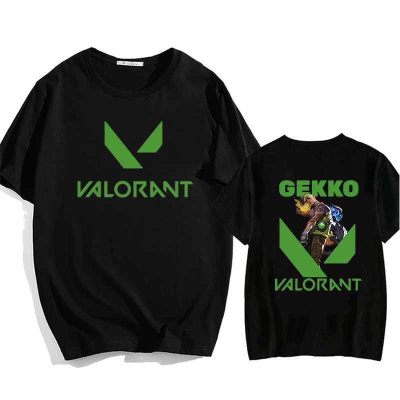 เสื้อยืด Valorant GEKKO Basic T-Shirt สำหรับชายและหญิง สไตล์ Hip Hop ของขวัญวันเกิด