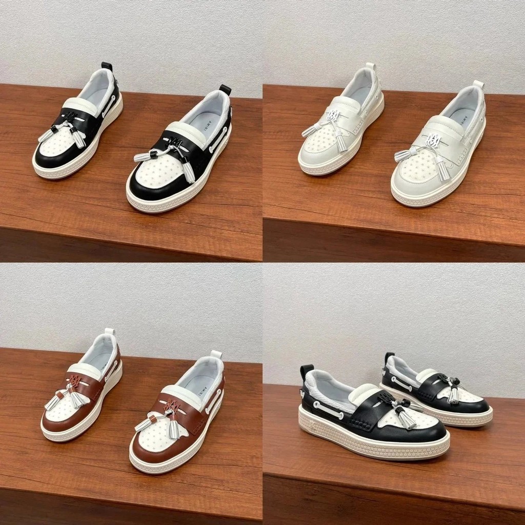 [เวอร์ชั่นท็อป] Amiri Amiri รองเท้าผู้ชายรองเท้าไม่มีส้นรองเท้าลําลองธุรกิจแบบสวมรองเท้าขี้เกียจรองเ