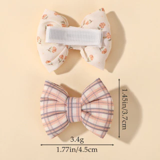 2 ชิ้นดอกไม้พิมพ์ผมโบว์คลิปสําหรับเด็กทารกลูกไม้ด้านข้าง Pastoral ผ้าฝ้าย Hairpin Barrettes Headwear อุปกรณ์เสริมผมของขวัญ