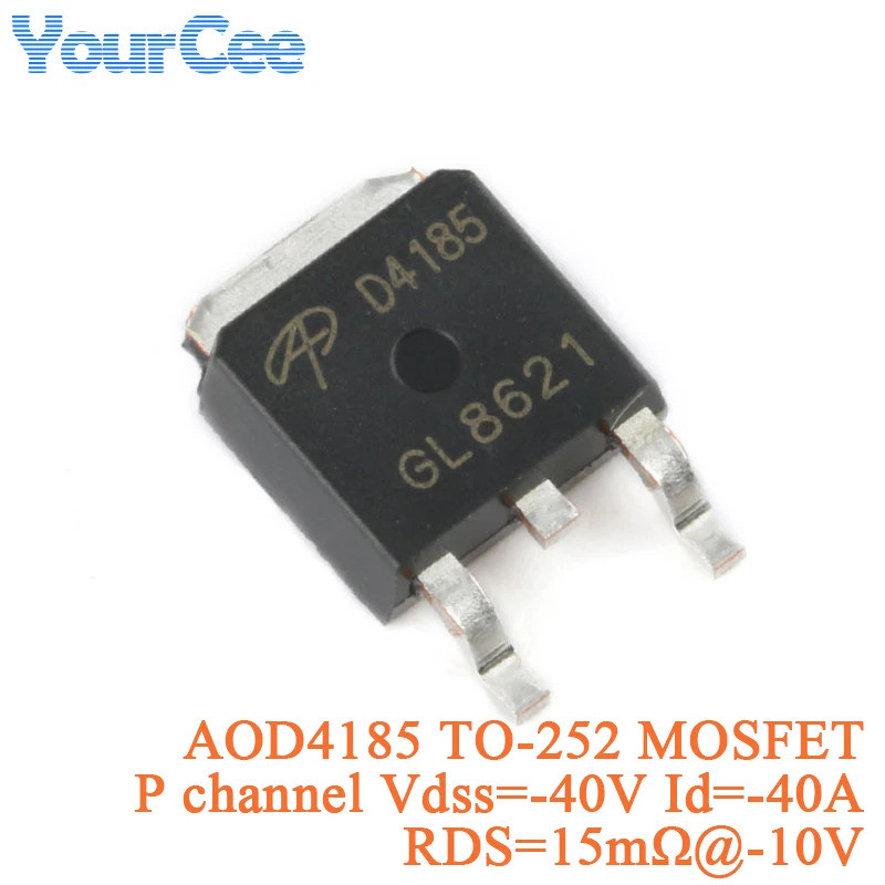 5PCS AOD4185 TO-252 D4185 MOSFET P ช่อง -40V/-40A 15mΩ@-10V Field Effect ชิปทรานซิสเตอร์