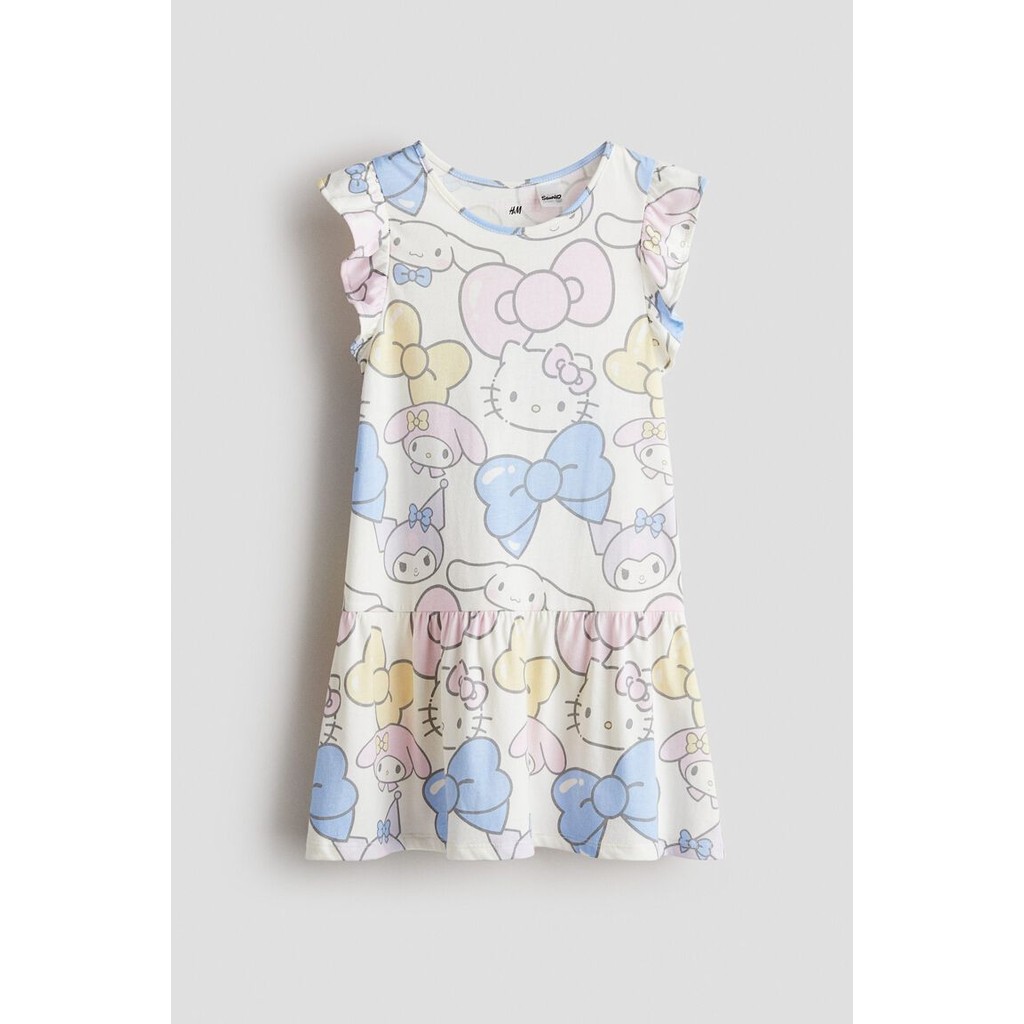 H&M(เอชแอนด์เอ็ม) เดรสผ้าฝ้ายเจอร์ซีย์พิมพ์ลาย เด็กผู้หญิง 1310514_1