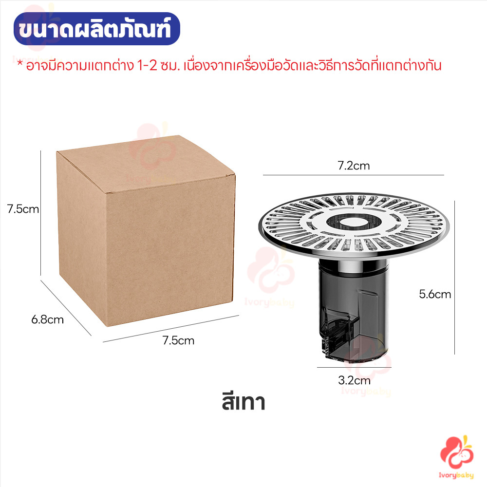 IVORYBABY ตะแกรงกันกลิ่น ฝาท่อกันกันแมลง ป้องกันเศษผม ตะแกรงท่อ เศษขยะ ฝาท่อ ราคา ถูกที่สุด ดีลบีเคเค แกลเลอรีภาพที่ 7