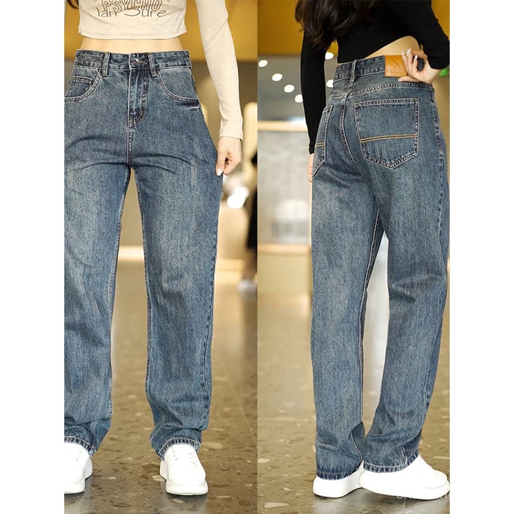ยีนส์ผู้ชายทรงย้อนยุค ขากว้าง สวมใส่ง่าย สำหรับทั้งงานประจำวันและเสาร์อาทิตย์ EIMD