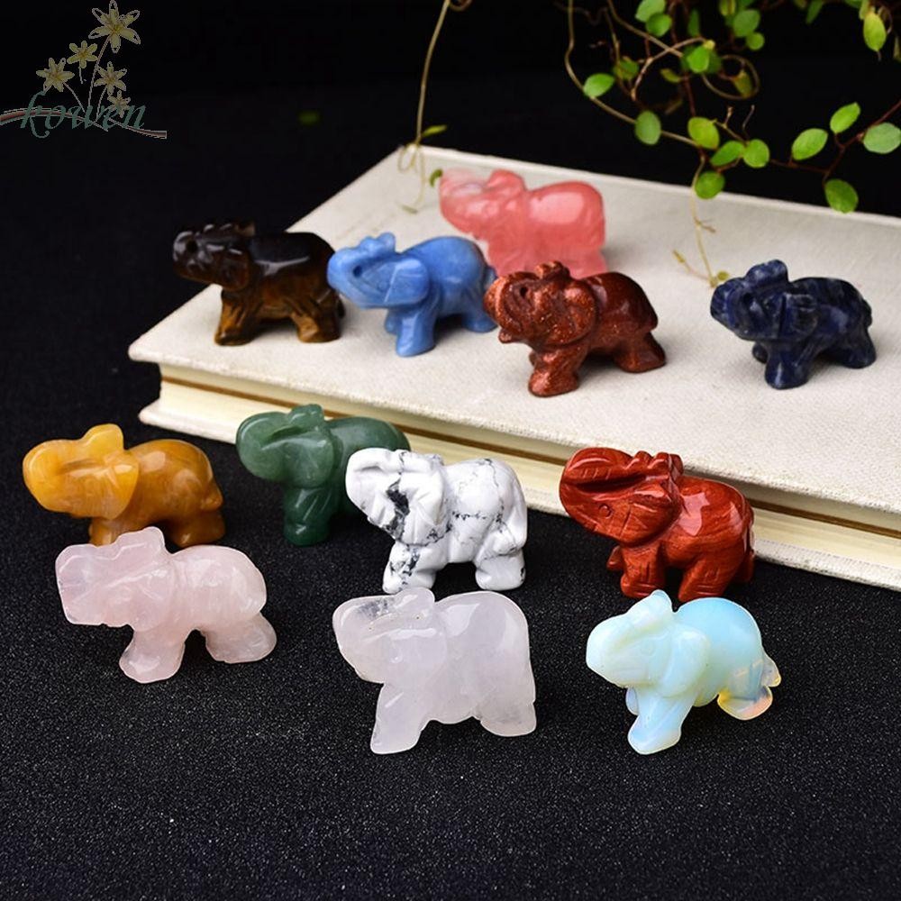 KOWEN ช้างคริสตัลอมethyst สีธรรมชาติจากObsidian เพื่อการประดับตกแต่งบ้านขนาดเล็ก