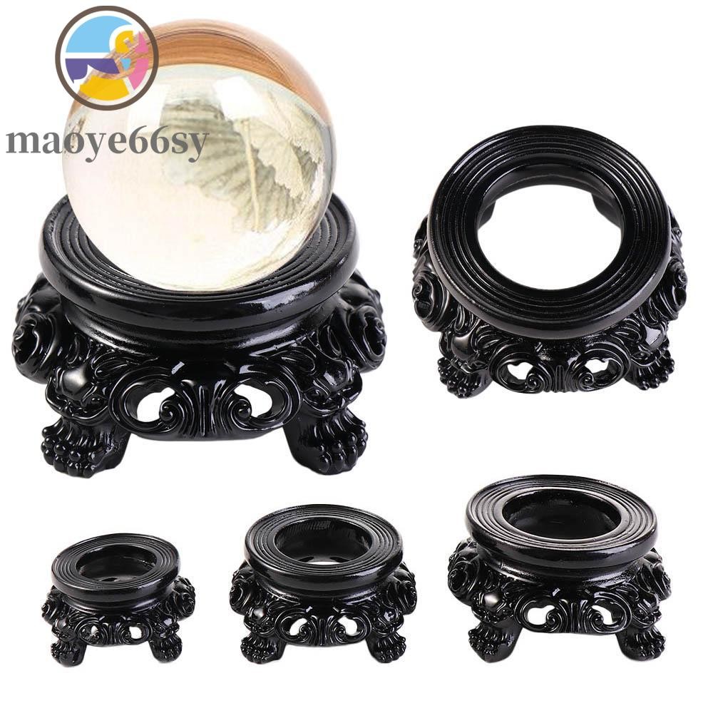MAOYE66SY Sphere PESTAL ธรรมชาติสีดําเดสก์ท็อปเครื่องประดับที่นั่งคงที่ตกแต่งแกะสลัก Globe Holder