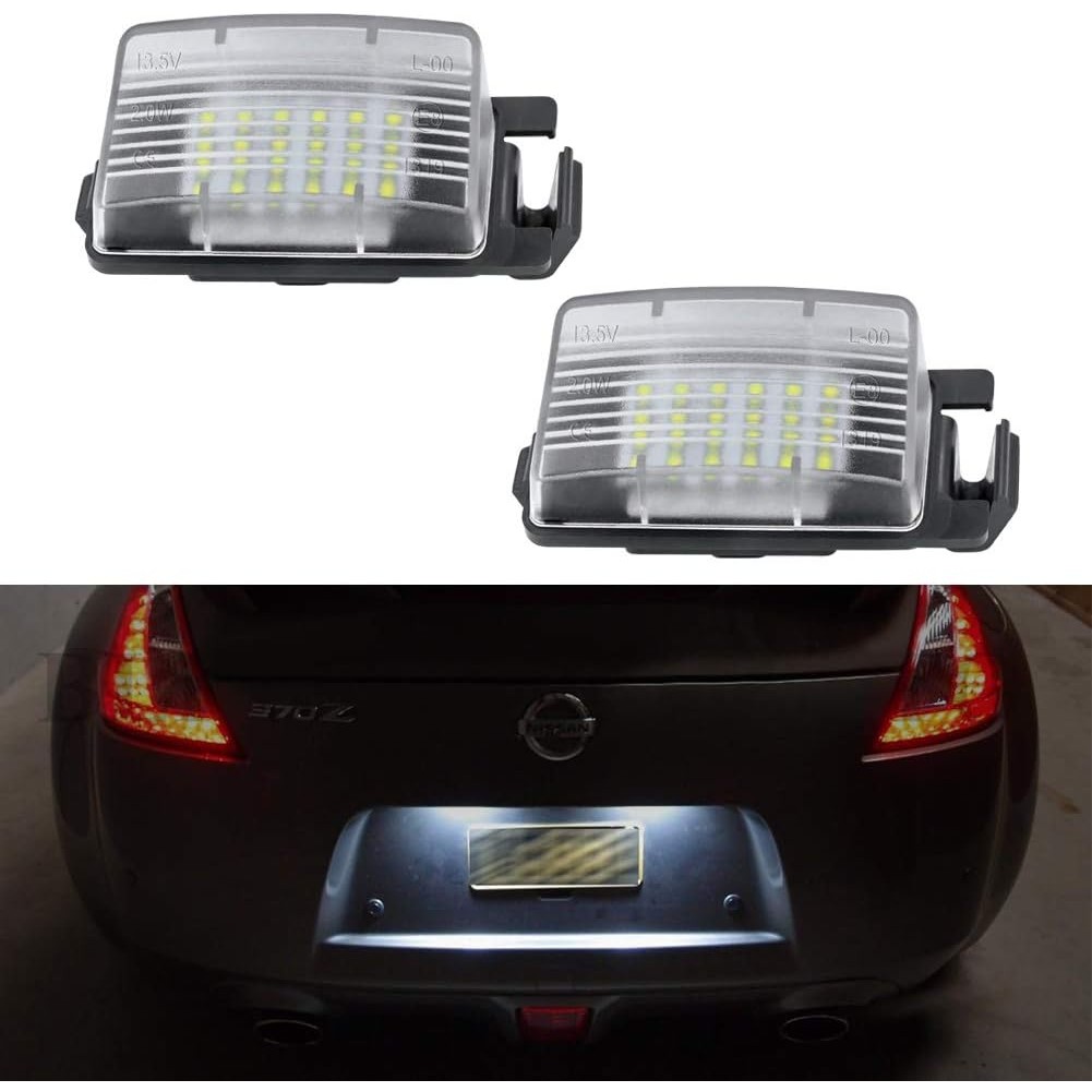 Gempro 2 ชิ้น LED ป้ายทะเบียนโคมไฟสําหรับ Nissan 350z 370z GT-R Cube Leaf Sentra Versa 5D/4D Infinit