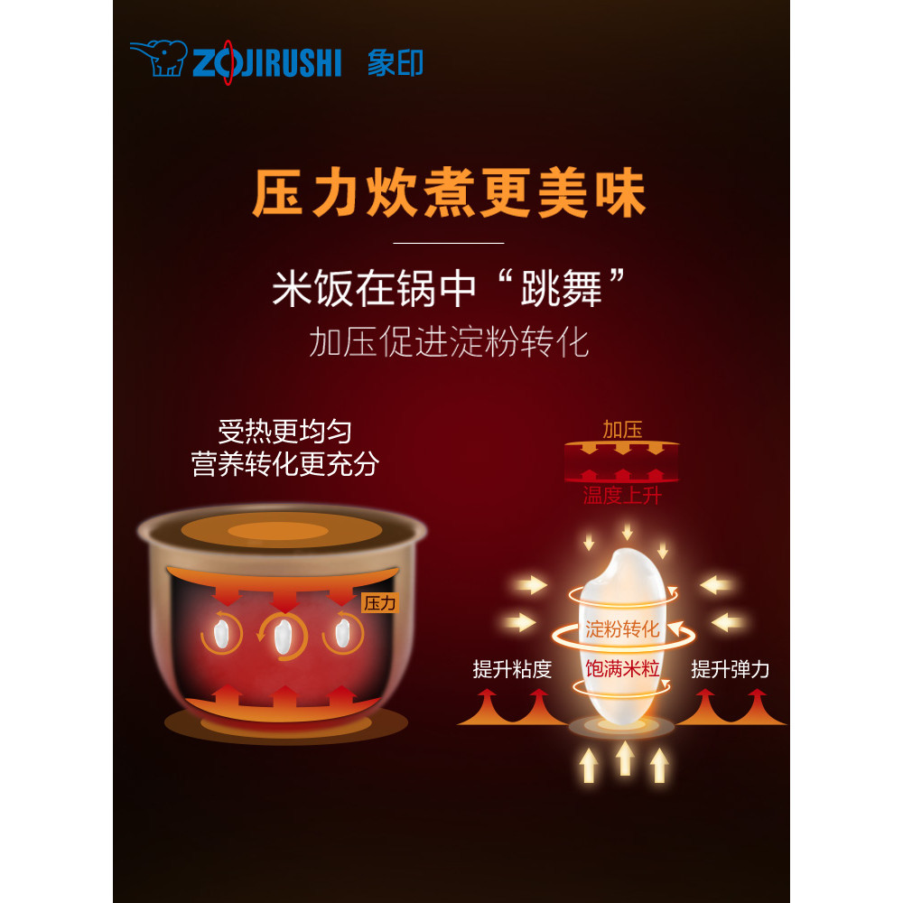 Zojirushi หม้อหุงข้าวความดัน IH ครัวเรือนสมาร์ทญี่ปุ่นนําเข้าหม้อหุงข้าว HSH18C เหมาะสําหรับ 6-10 คน