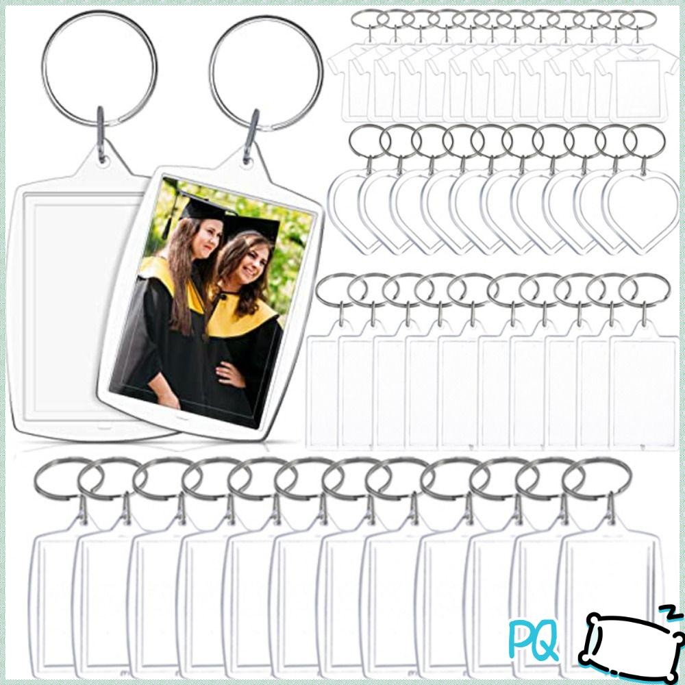 PQ 5 ชิ้นกรอบรูปพวงกุญแจ,อะคริลิค Snap-In Custom ใส่ Photo Blank พวงกุญแจ,ทนทานโปร่งใสจี้พู่ภาพพวงกุ