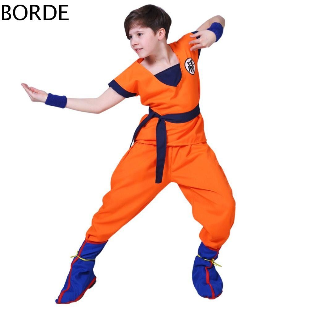 BORDE Goku Halloween Costume Set พร้อมรองเท้าและสายรัดข้อมือสำหรับคอสเพลย์ Dragon Ball Character