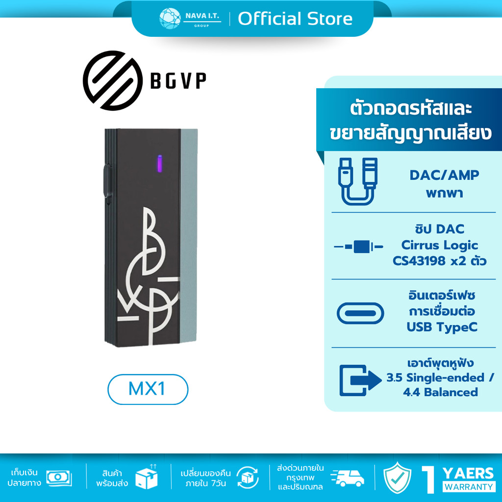 🛵มีส่งด่วน💨 BGVP MX1 DAC/AMP ตัวถอดรหัสและขยายสัญญาณเสียง ปรับแต่ง EQ ได้ รับประกัน 1 ปี