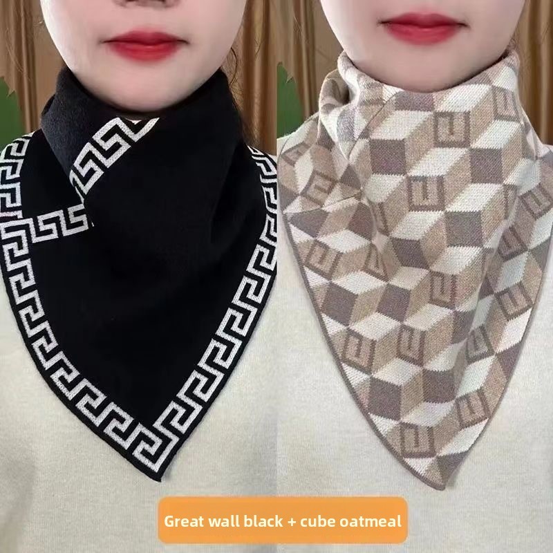 หมาล่าเนื้อ ผ้าพันคอสามเหลี่ยมคออุ่นกับปลอกคอที่ถอดออกได้ ไม่จํากัดเพศ ดึงกว่าคออุ่น