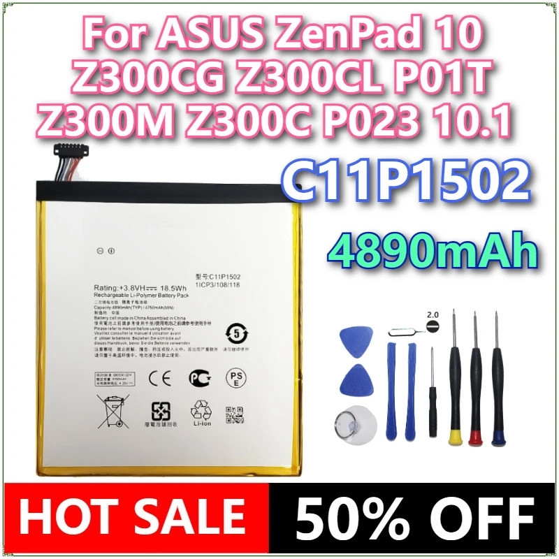 ยี่ห้อใหม่ C11P1502 4890mAh แบตเตอรี่สําหรับ ASUS ZenPad 10 Z300CG Z300CL P01T Z300M Z300C P023 10.1