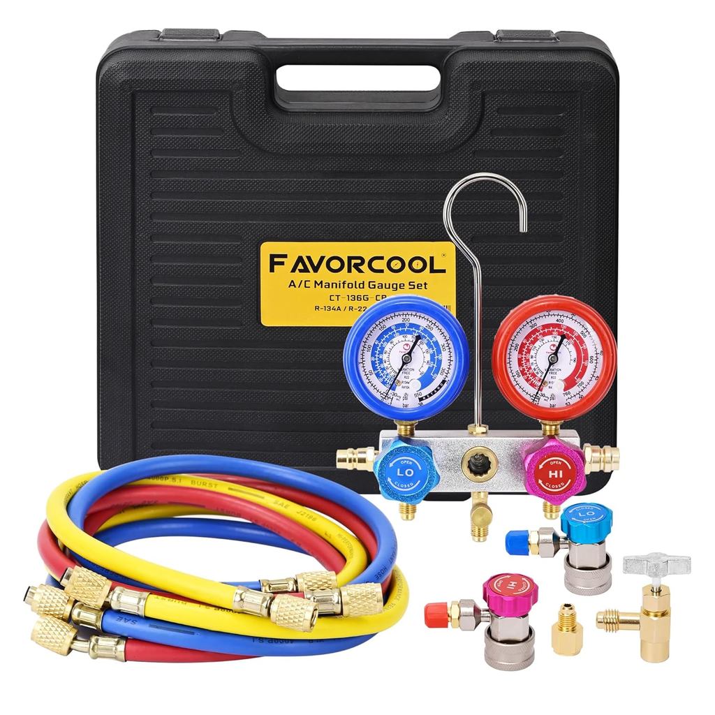 HVAC วัด AC Manifold Gauge ชุดสําหรับ R410a R134a R22 สารทําความเย็นสําหรับ Home AC อลูมิเนียม 3-Way