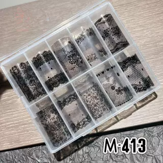 [maybeauty] 10 ม้วนเซ็กซี่ลูกไม้ดอกไม้เล็บฟอยล์สําหรับ Transfer กระดาษ Sliders ดอกไม้ Stiers ตกแต่งเล็บเล็บ Decals {TH}