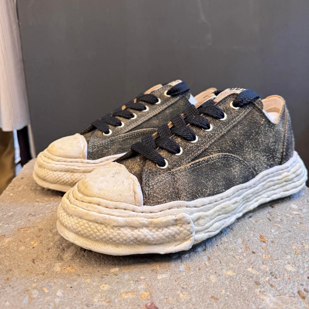 Mihara Kangyu mmy Smile ละลายรองเท้า Distressed Water Dyed Lace-Up รองเท้าผ้าใบ