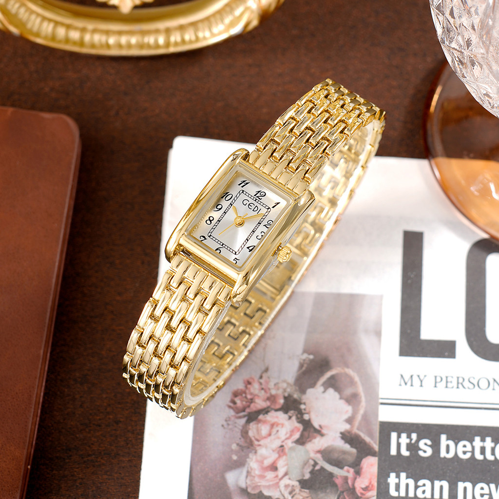 [GEDI] Square Retro Bracelet Watch Ladies Niche High-value Watch ประณีต