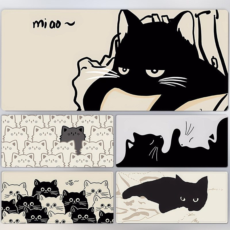 Simple Cat Mouse Pad ขนาดใหญ่น่ารักการ์ตูนคอมพิวเตอร์สํานักงานคีย์บอร์ดเดสก์ท็อปแผ่น Kawaii อะนิเมะ Anti slip Esports เกม Mousepad