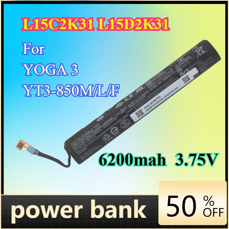 L15C2K31 L15D2K31 6200mah 3.75V แบตเตอรี่สําหรับ YOGA 3 YT3-850M/L/F แบตเตอรี่โทรศัพท์