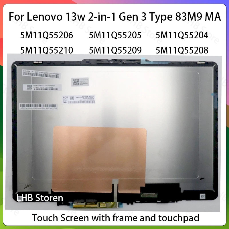 13.3 "สําหรับLenovo 13w 2-in-1 Gen3 ประเภท 83M9 83MAแล็ปท็อปLCD Touch Screen Assemblyจอแสดงผลแผง 5M1