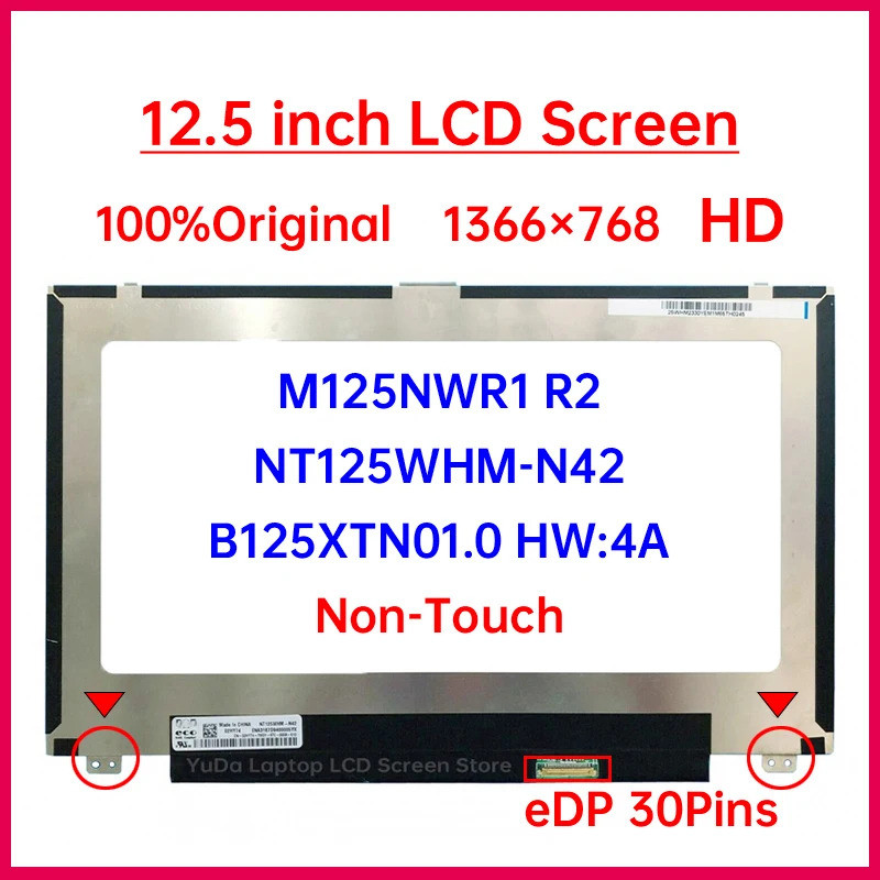 12.5" แล็ปท็อปหน้าจอ LCD NT125WHM-N42 M125NWR1 R2 B125XTN01.0 HW:4A สําหรับ Dell Latitude 5280 5290 